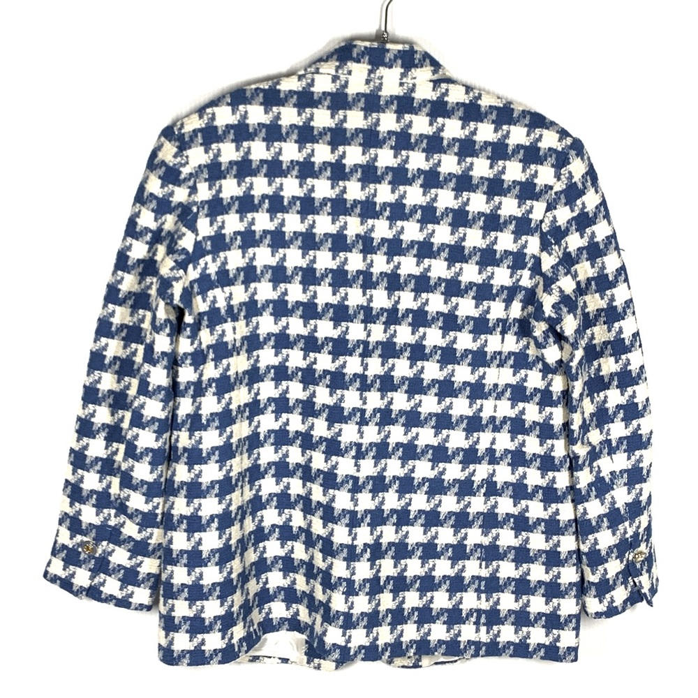 SANDRO FLORIANE SINGLE-BREASTED HOUNDSTOOTH
COTTON-BLEND WOMENS BLAZER IN BLUE - Picture 3 of 16